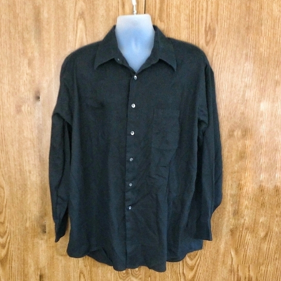 DKNY Black Button Down Shirt with Front Pocket - Picture 3 of 5